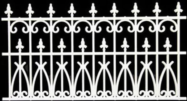 Iron Works Dollhouse Miniature Ornate Fence in White