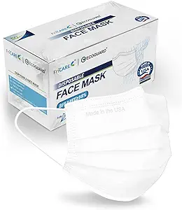 FriCARE Masks Disposable Made in USA, Level 3 Breathable White Face Mask for ...