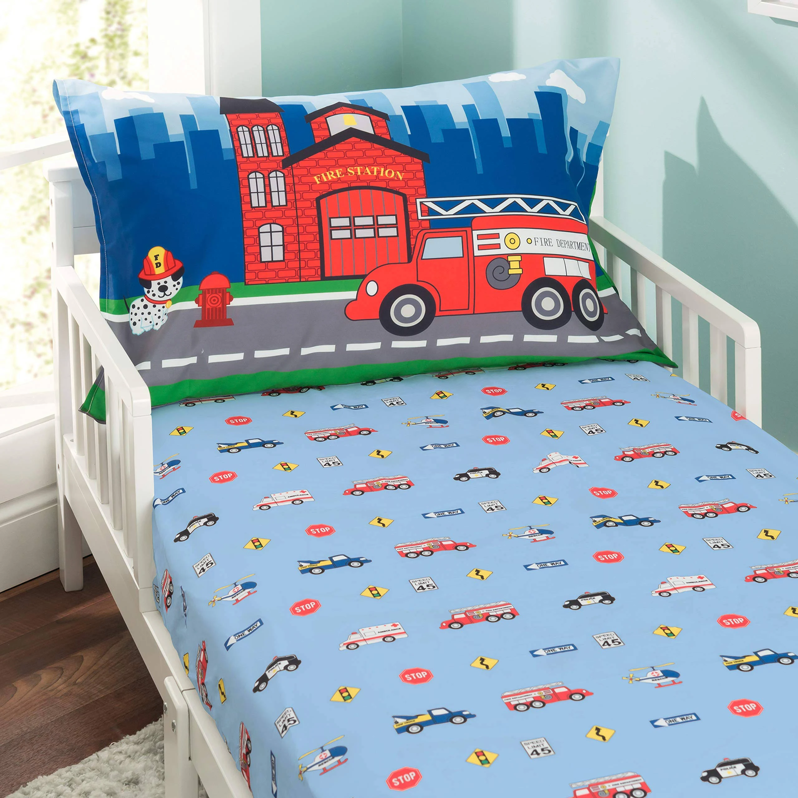 Everyday Kids Fire Police Rescue Toddler Sheet Set