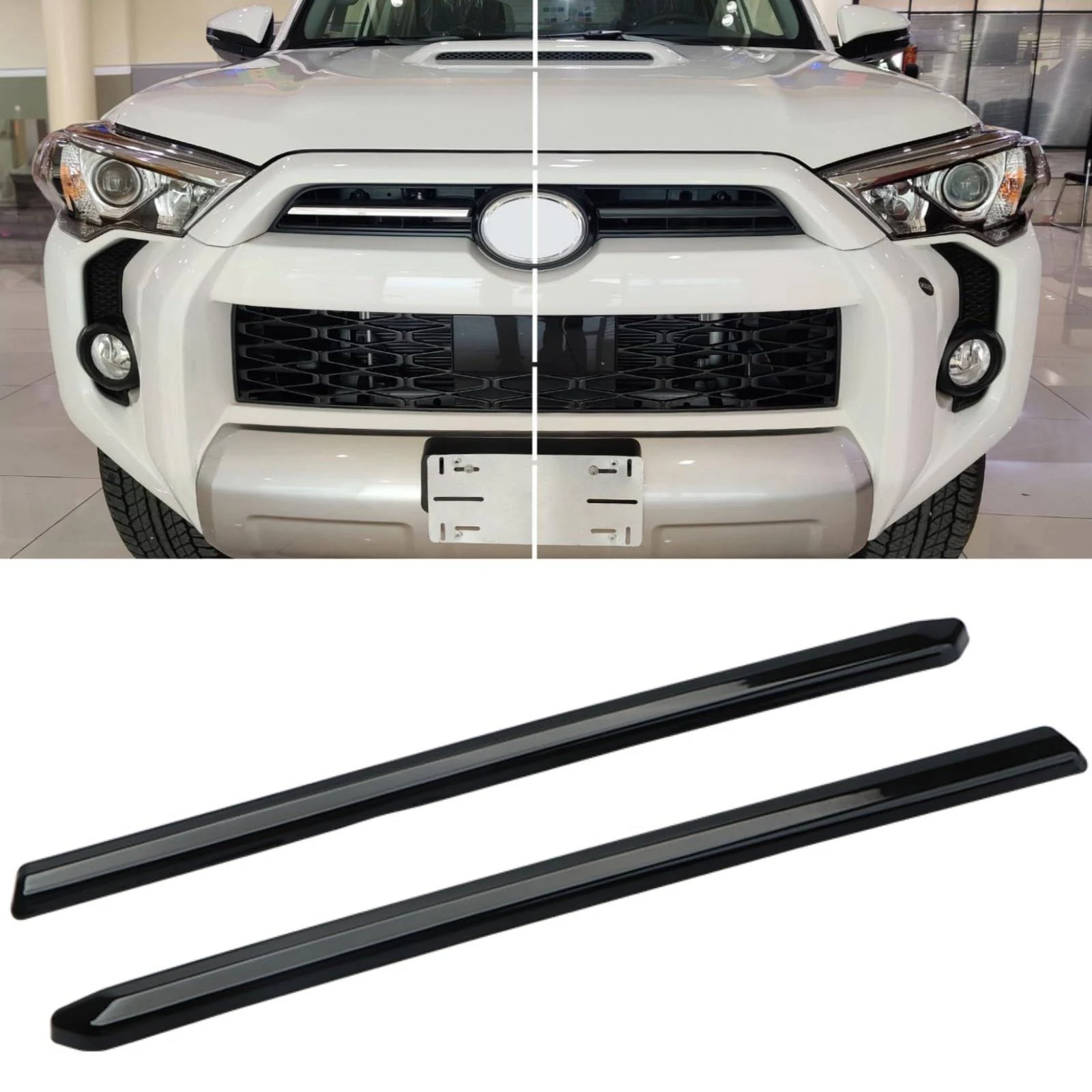 JERBOR 1 Pair Matte Black Front Center Grille Inserts Cover Trims fit for 2020 2021 2022 2023 Toyota 4Runner TRD Pro Sport