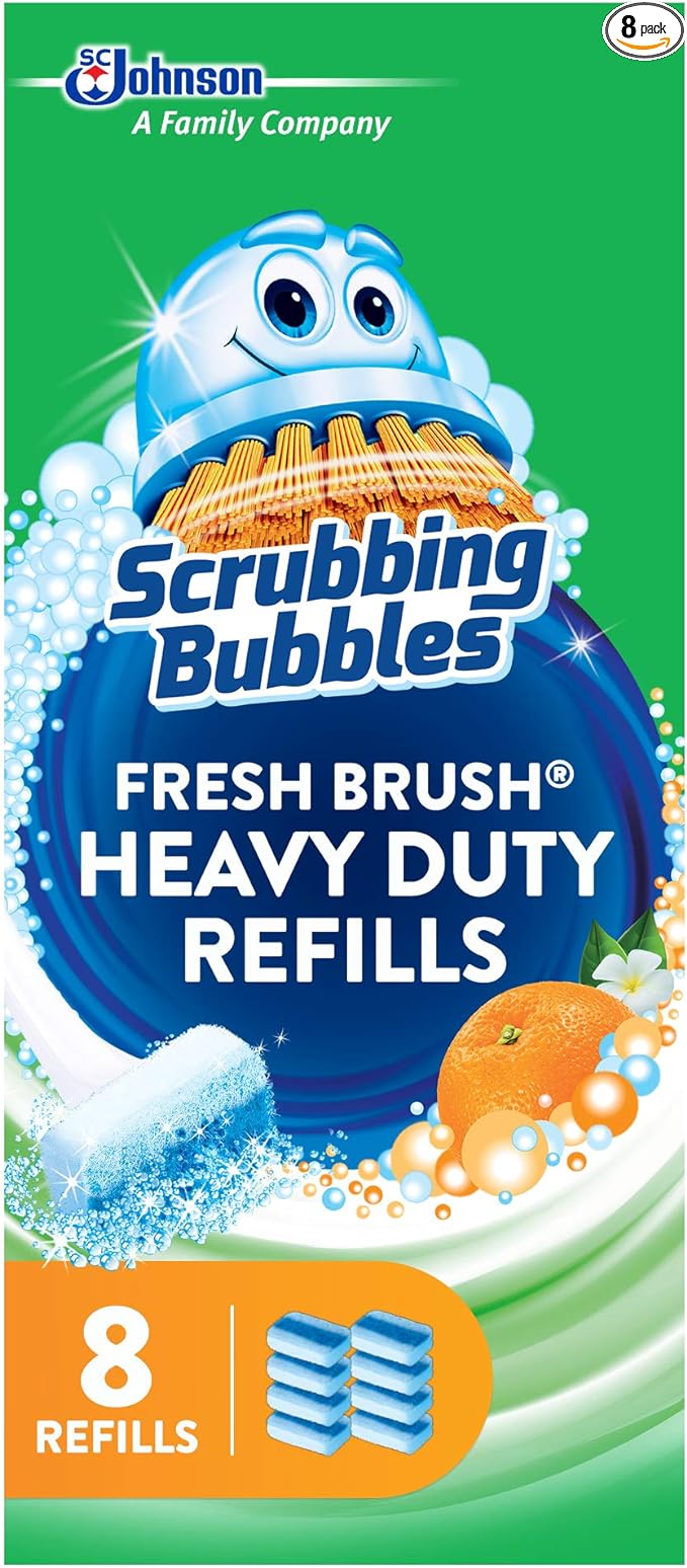 Scrubbing Bubbles Flushable Toilet Wand Refills, Fresh Brush Heavy Duty Toilet Cleaner Refill Pads, Cleans Limescale & Fights Odors, Citrus Scent, 8 Count, Pack of 8 (64 Total Refills)