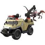 Jurassic World Toys Dominion Capture & Crush Truck with Velociraptor, Vehicle Toy with Tranq Shooter, Crane & 2 Breakaways, Large