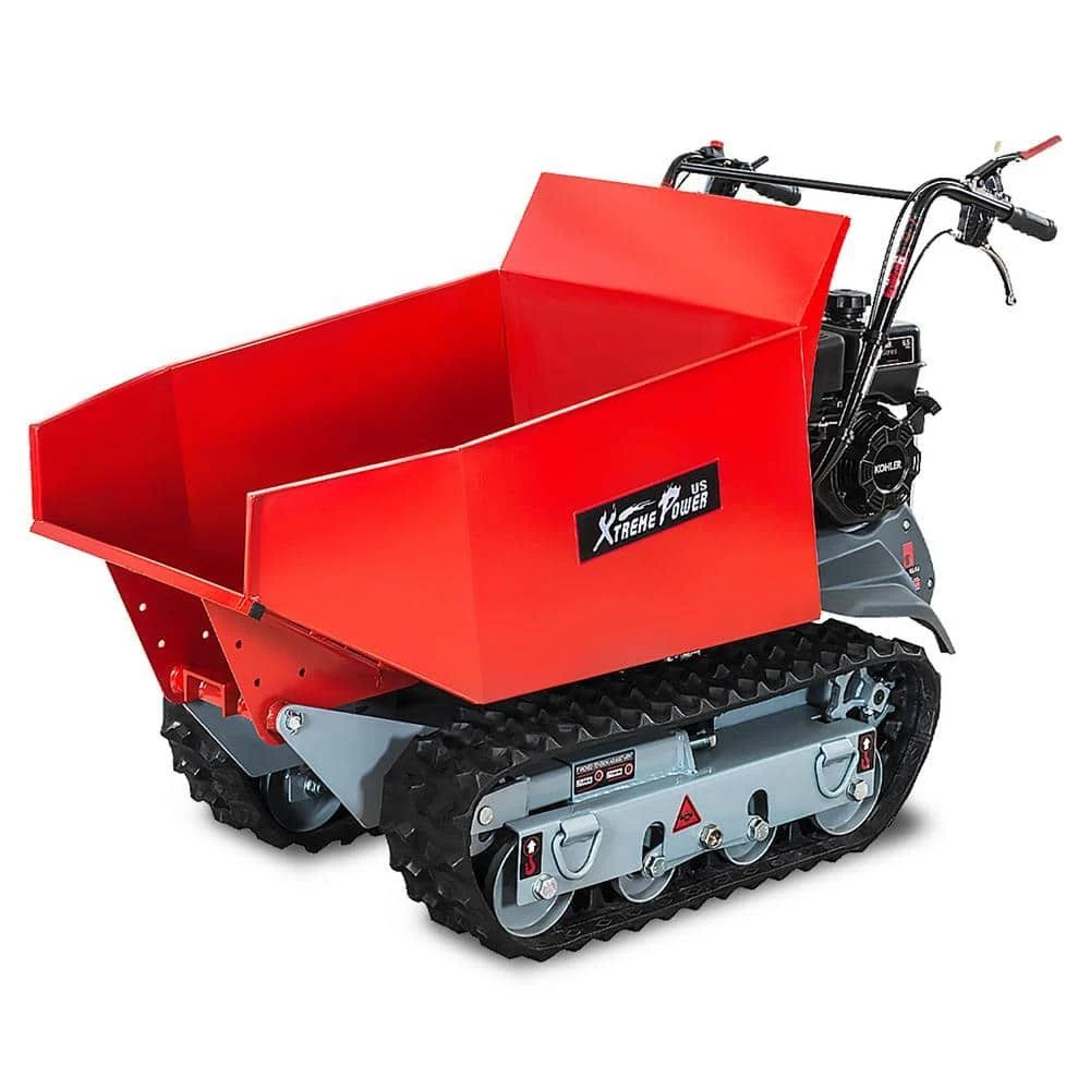 XtremepowerUS 6.5HP All-Terrain Track Wheel Barrow Gas-Powered Wheelbarrow Hydraulic Assist Utility Cart Motorized Wagon