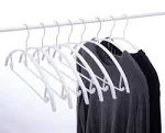 16.5 Inch White No Shoulder Bumps No Mark Non-Slip Rubber Coated Contour Metal No Bumps Hanger, Sweater Hanger, T-Shirt Hanger Suit Hanger with Pants Bar Pack of 10 (White, 10)