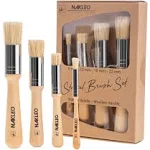 4 Pcs Wooden Stencil Brush Set - Natural Bristle / Wooden Handle / Paint / Craft