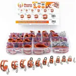 Phoenix Top-Notch Tools 100pcs Red Assortment Kit 304 Stainless Steel Rubber Insulated Cushion Cable Clamps Brake Line Clamp and Hose Clamp 10 Sizes