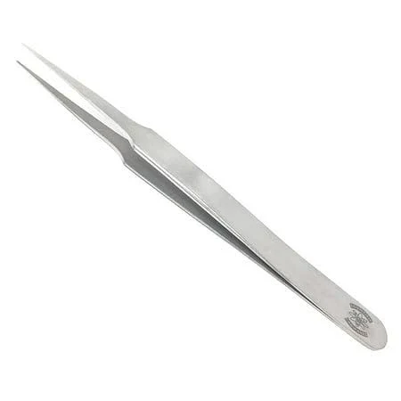 High Precision Stainless Steel Tweezers/Forceps with Straight Tapered Fine Point (4.75 in.)