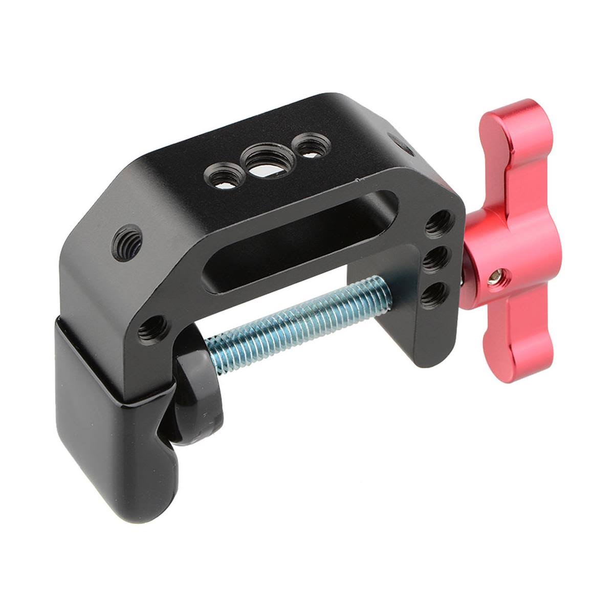 CAMVATE C-Clamp with 1/4 and 3/8 thread hole for Camera Monitor(Red T-handle) - 1687