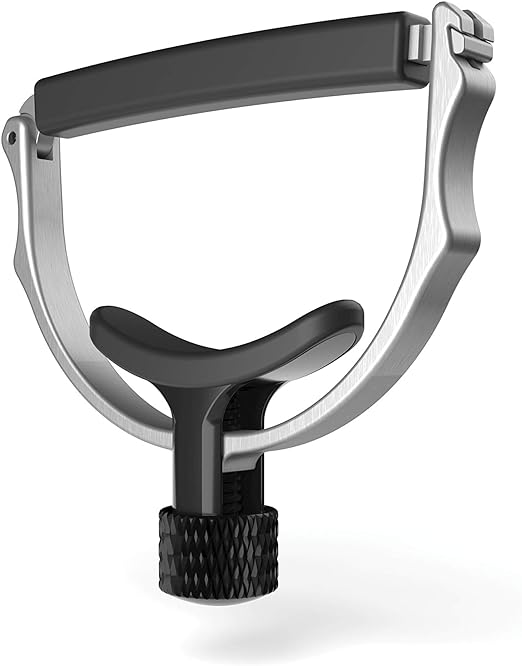 D'Addario Guitar Capo for Acoustic Guitar - Cradle Style Acoustic Guitar Capo - Creates Even Tension - Self Centering Capo Creates Even Tension - Stainless Steel,Silver
