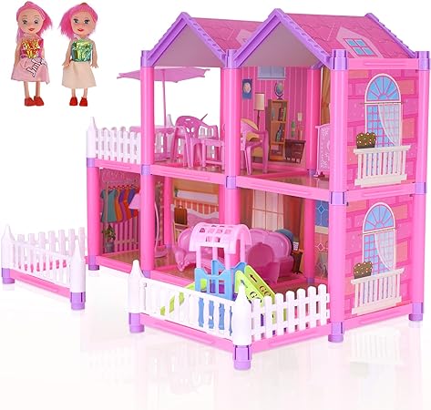 Dollhouse Toy House with Accessories and Furniture Kids Dollhouses for Girls ...