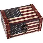 WaaHome Treasure Box 5'' Small Decorative Box Wood Jewelry Keepsakes Box with Lids for Home Decorations (American Flag)