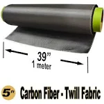 5 Ft -Carbon Fiber Fabric-Twill WEAVE-3K/220g x 1 Meter