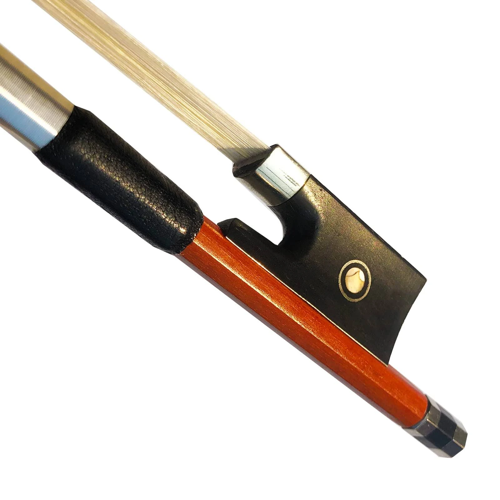 Brazilwood Ebony Violin Viola Cello Bow Full Size Ebony Frog with Natural Horsehair (Cello bow 1/2)