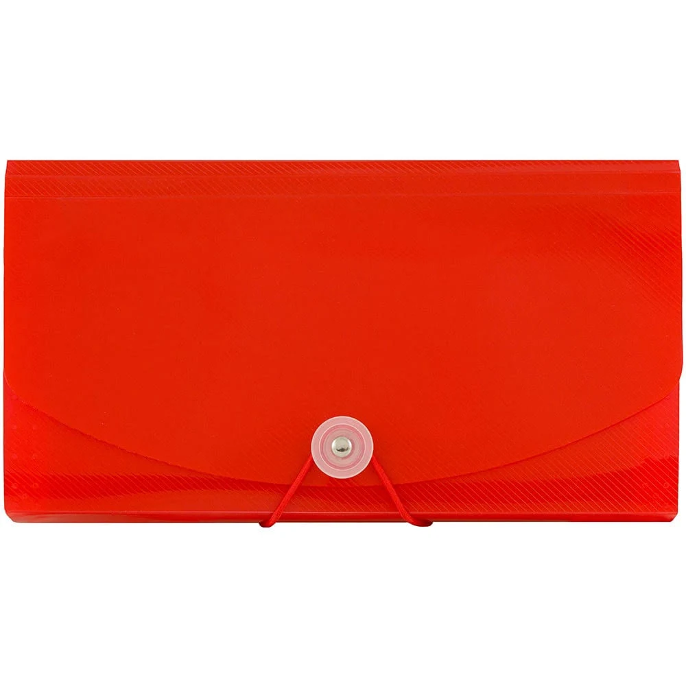 JAM PAPER Accordion Folders - 13 Pocket Plastic Expanding File - Check Size - 5 x 10 1/2 - Red - Sold Individually