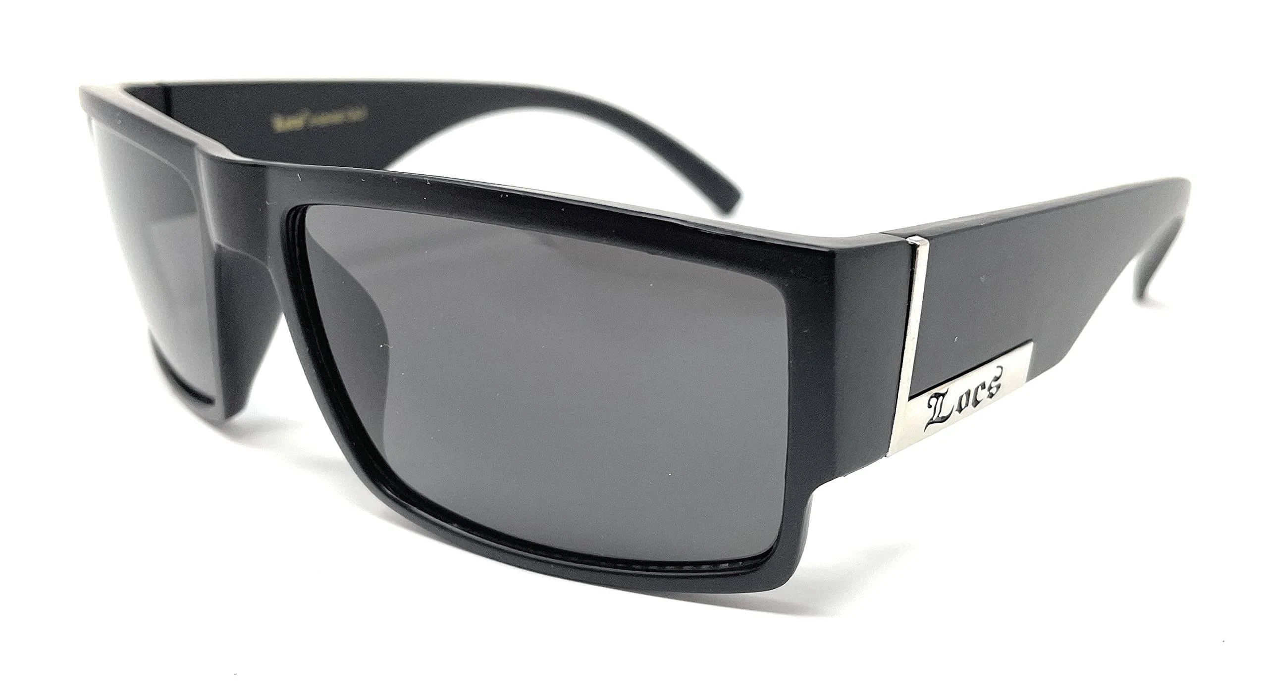 Locs Mens Flat Top Gangster Sunglasses Black Silver Frame 91026 (Matte Black)