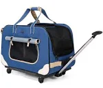 ELEGX Large Space for Up to (28 LBS-35 lbs) Pet Rolling Carrier Blue