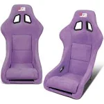 2Pcs Purple Microfiber Suede Medium Racing Bucket Seats w/ Mount Brackets & SlidersUniversal