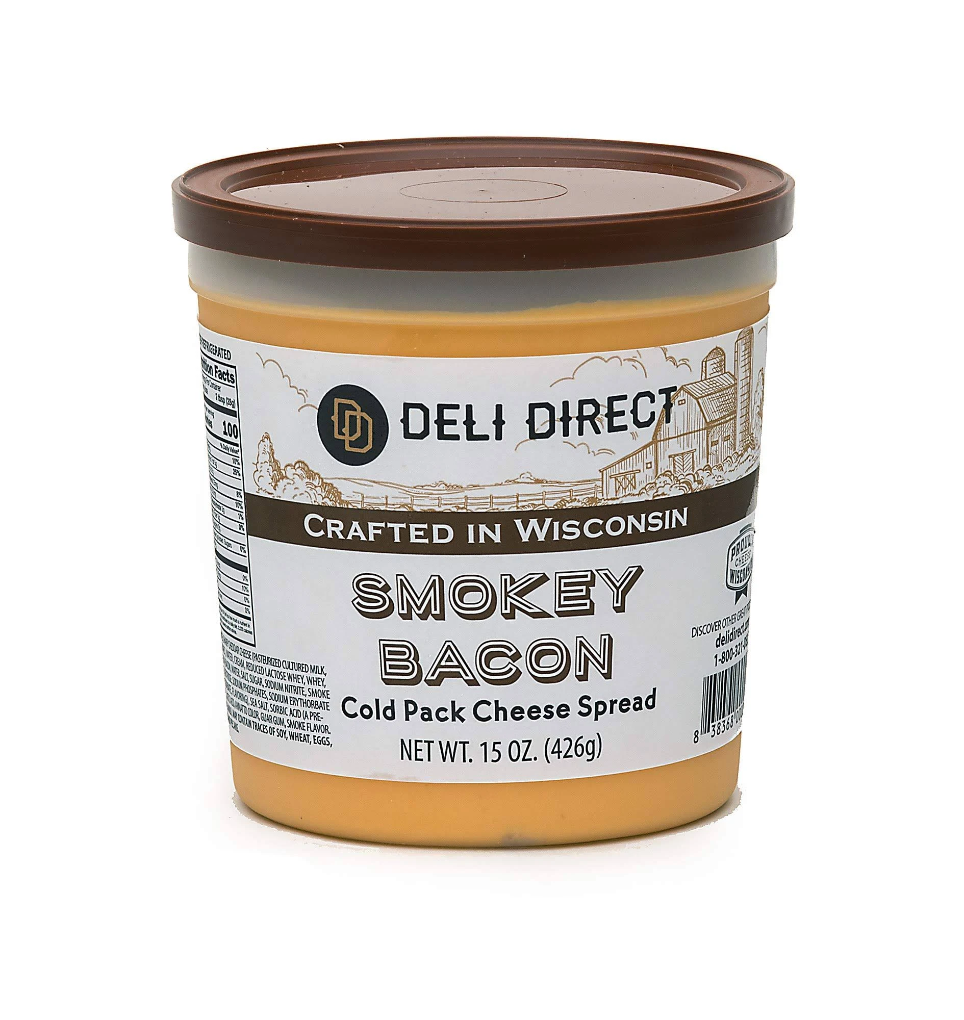 Wisconsin Cheese Spread for Crackers, Cheese Dip for Chips, Spreadable Cheese, Pretzel Cheese Dip, Charcuterie Cheese Spread,15 oz Refrigerated (1 Pack, Smokey Bacon)