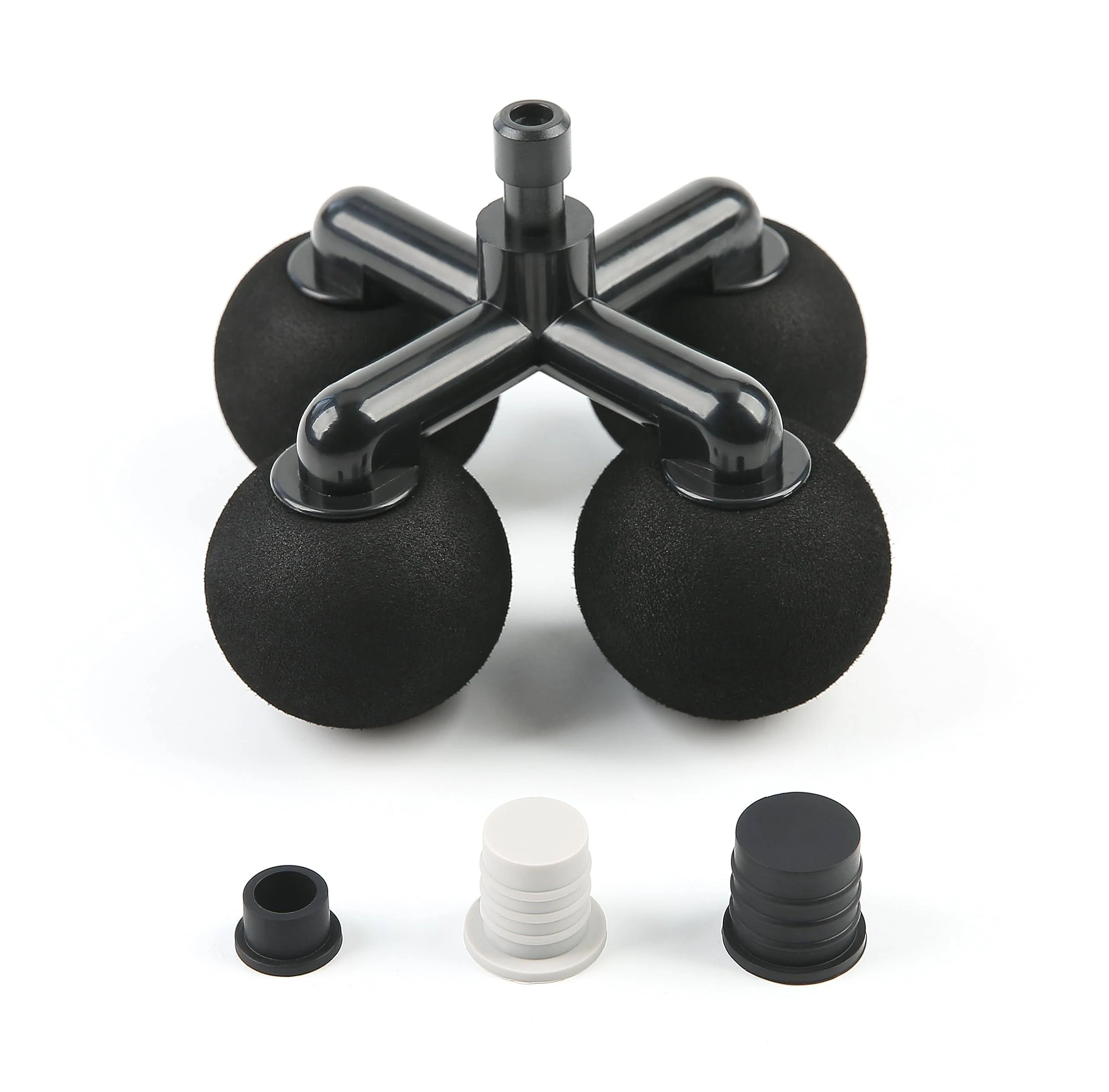 Massager Head with 4 Round Balls Massage Gun Soft Heads Replacement 4 Balls Massage Head with 3 Sizes Silicone Adapters