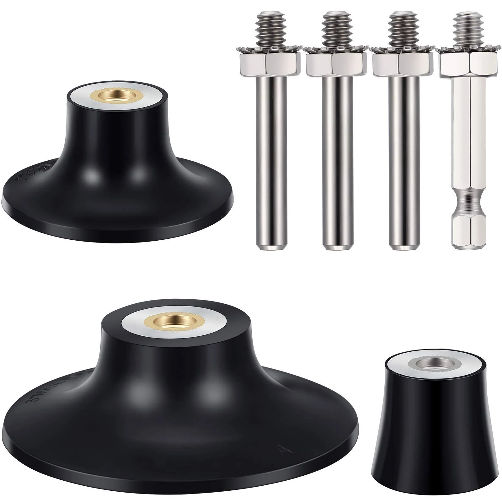 4 Pieces Disc Pad Holder Bristle Disc Set Including 1, 2, 3 Inch Sander Disc Holder with 1/4 Inch Shank Double Replacement Rod Disc Rotary Tool Pad Holder Kit for Die Grinder Accessories