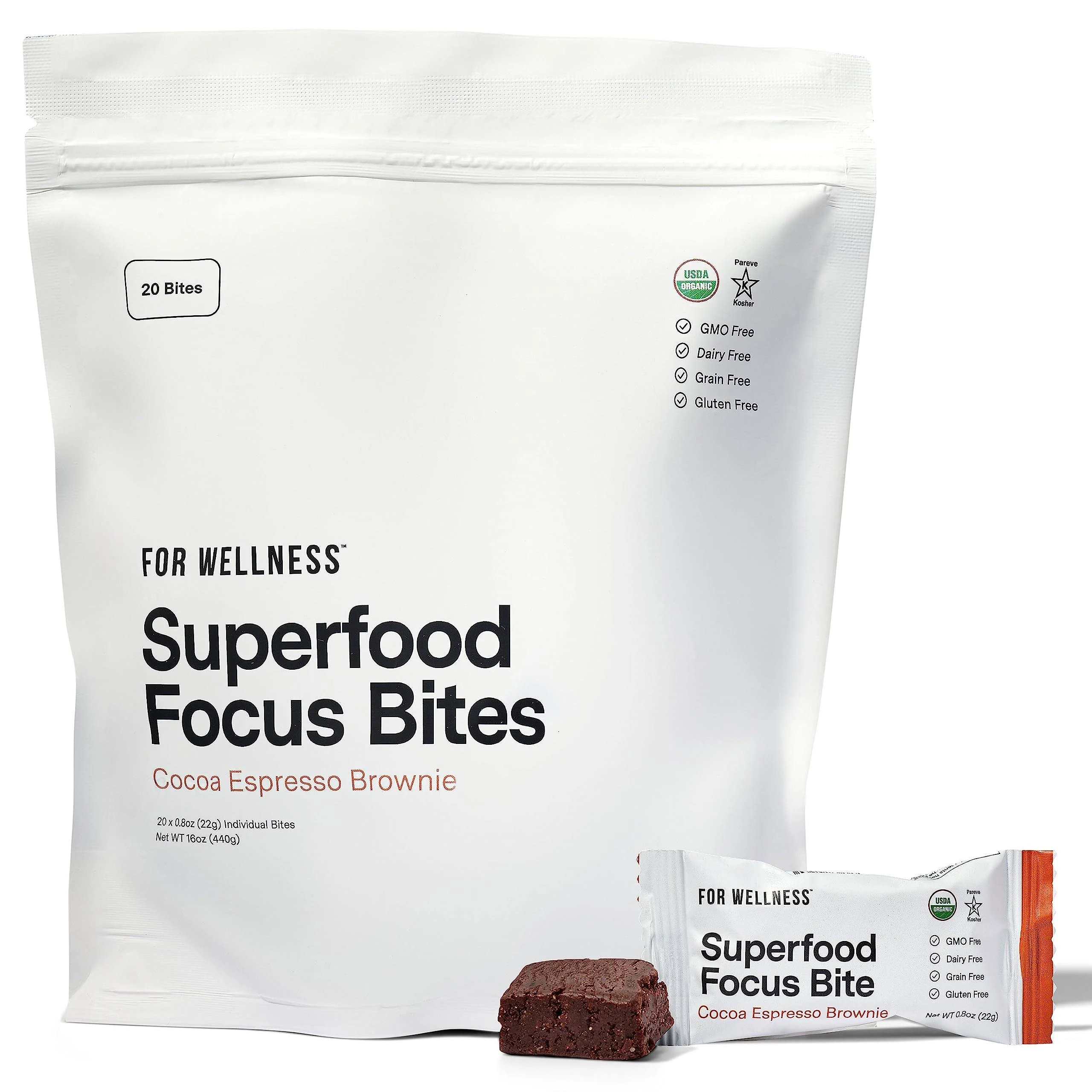 For Wellness Superfood Focus Bites Cocoa Espresso Brownie – Reduces Fatigue