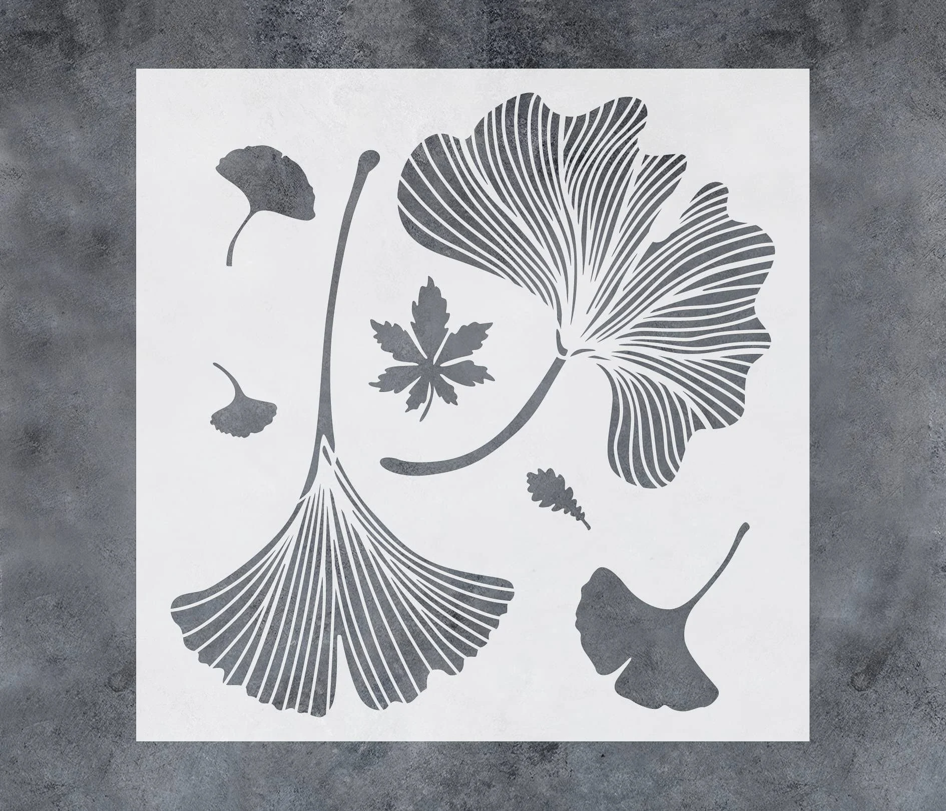 GSS Designs Chinese Ginkgo Stencils Reusable Stencil for Painting Walls Floors Wood Furniture Floral Leaf Stencil for Walls