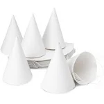 Bright Creations 50 Pack White Party Hats for Birthday - Blank Cone Hat for Painting, Crafts Supplies (6 in)