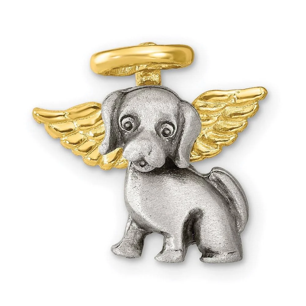 Dog Angel Memorial Lapel Pin, Bereavement and Sympathy Gift for Loss of Pet, 3/4 inch, Pewter and Gold, by Cathedral Art