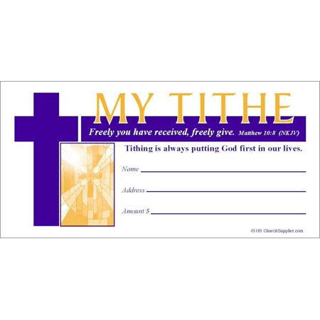 Church Tithe Offering Pew Envelopes Tithe Matt 10 8 - Pack of 200, Blue