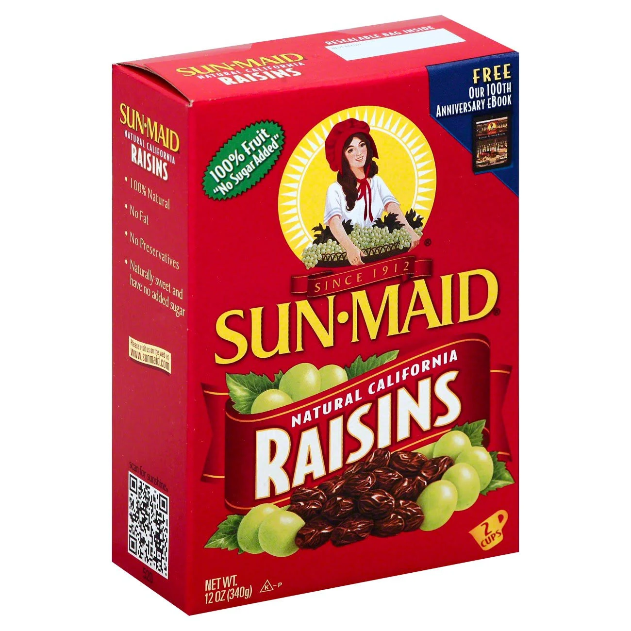 Sun-Maid Raisins, Sun-Dried, California - 12 oz