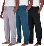 Real Essentials 3 Pack: Men's Soft Pajama Lounge Pants with Drawstring & Pockets ...