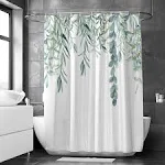 Muuyi Shower Curtain Green Shower Curtain For Bathroom Plant Shower Curtain With 12 Hooks 72 X 72 Inches