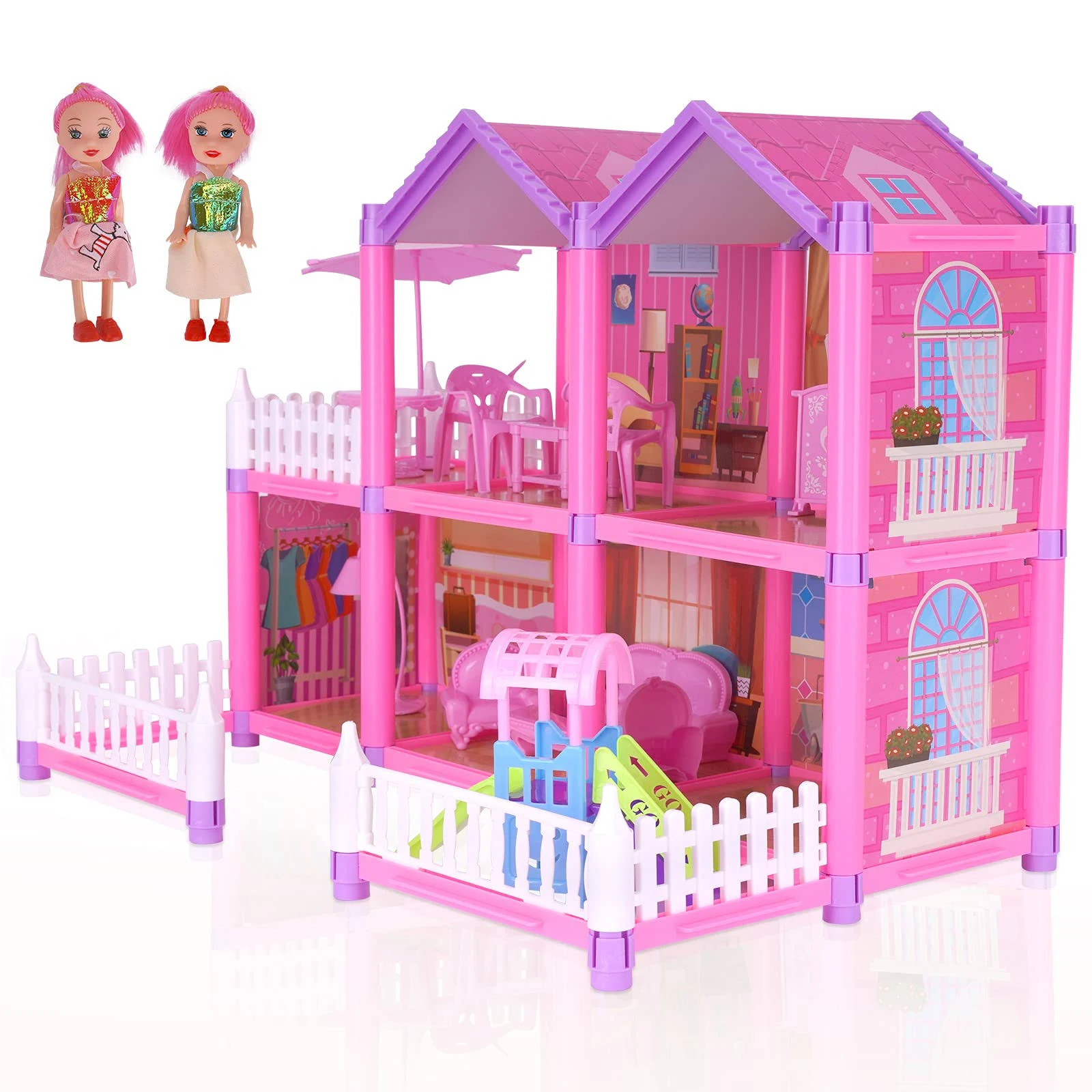 Dollhouse Toy House with Accessories and Furniture Kids Dollhouses for Girls ...