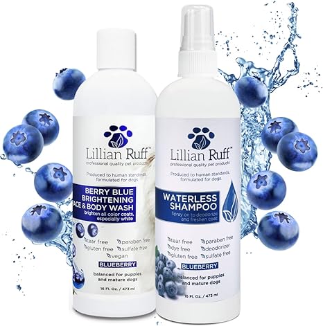 Lillian Ruff Berry Blue Brightening Face and Body Shampoo & Waterless Set for ...