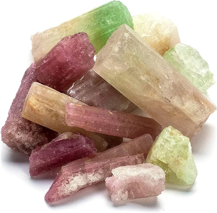 KALIFANO Tourmaline Bundle with Calming and Purification Energy - Rare Brazilian Watermelon Rubellite Turmalina Reiki Healing Crystal