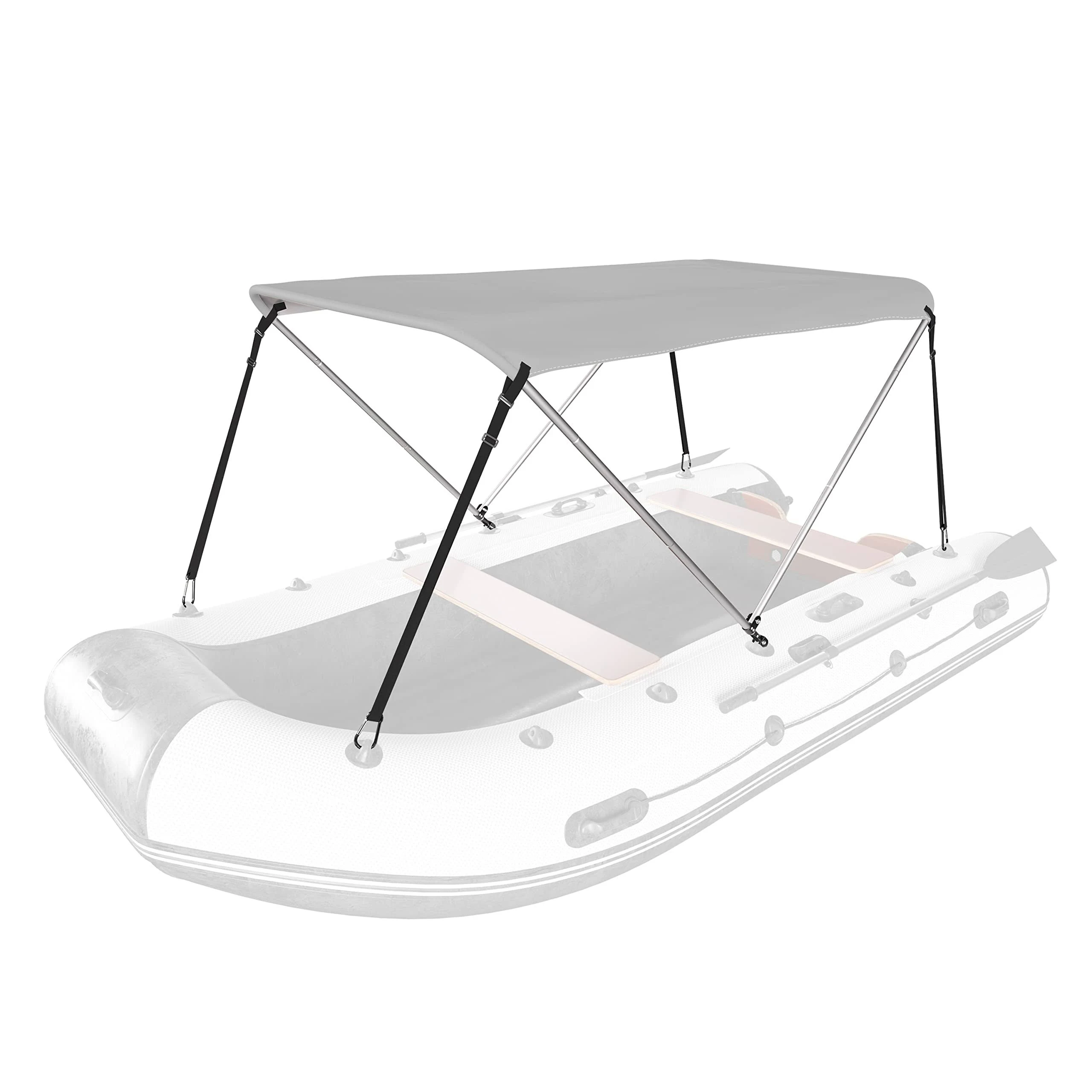 DoCred Foldable Bimini Top Boat Cover Canopy Cover 2Bow Bimini Top (63" L 39‘’-55‘’ W 43.3" H), Suitable for Boats of 3.2-4.5 FT