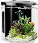 YCTECH 1.2 Gallon Betta Aquarium Starter Kits Fish Tank with LED Light and Filter Pump Black (320black)