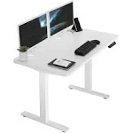 VIVO Electric Height Adjustable 48 x 30 inch Memory Stand Up Desk, White Solid One-Piece Table Top, White Frame, Standing Workstation with Preset Controller, 1B Series, DESK-KIT-1W5W