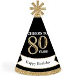 Big Dot of Happiness Adult 80th Birthday Cone Birthday Party Hats