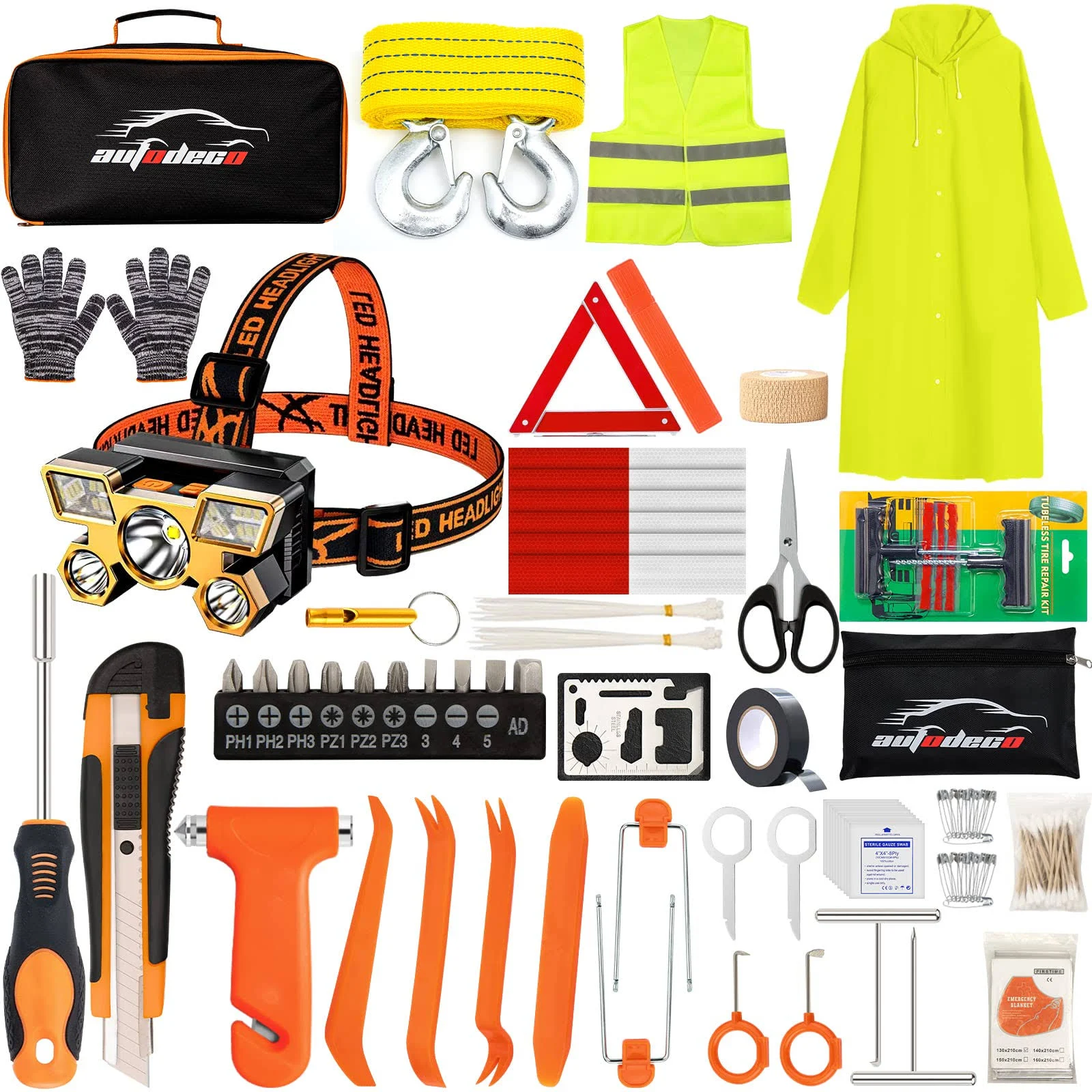 126PCS  Roadside Emergency Car Kit - Emergency Survival Kit, Car Safety Kit