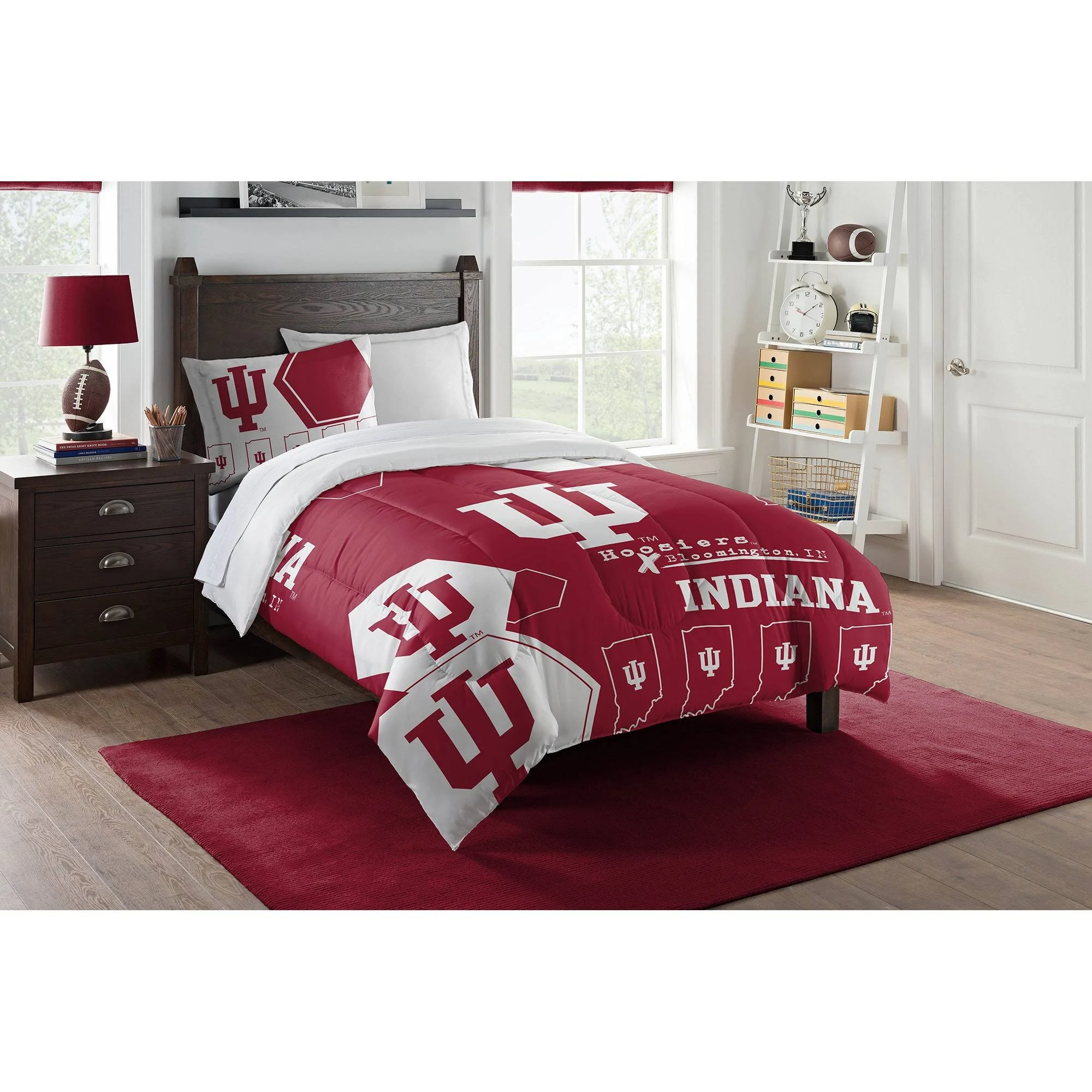 Northwest NCAA Indiana Hoosiers Unisex-Adult Comforter and Sham Set, Full/Queen, Hexagon