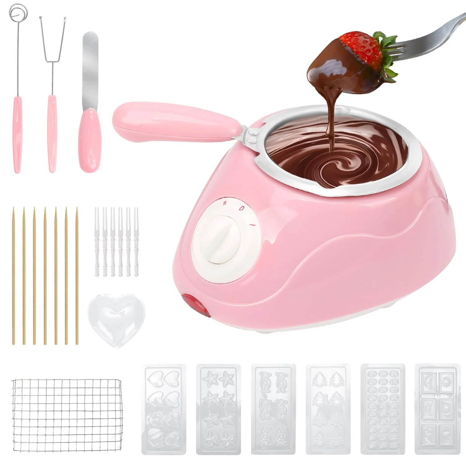 Melting Fondue Set,MINI Electric Chocolate Melting Pot,Cheese Fondue Pot,Chocolate Fondue Fountain,Warmer Machine for Milk Chocolate,Cheese,Butter,Candy