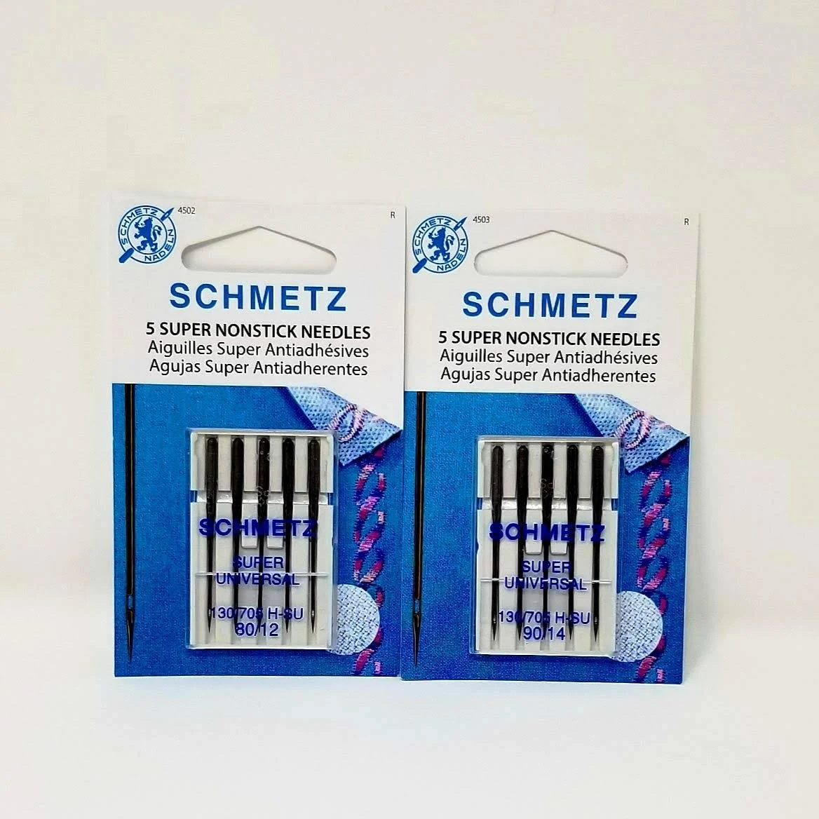 SCHMETZ Super NONSTICK Needles (5 Needles per Package) ~ Includes 1 Pack of Each Size 80/12 & 90/14