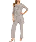 R&M Richards Women's Embellished 3 Pc Lace Pant Suit