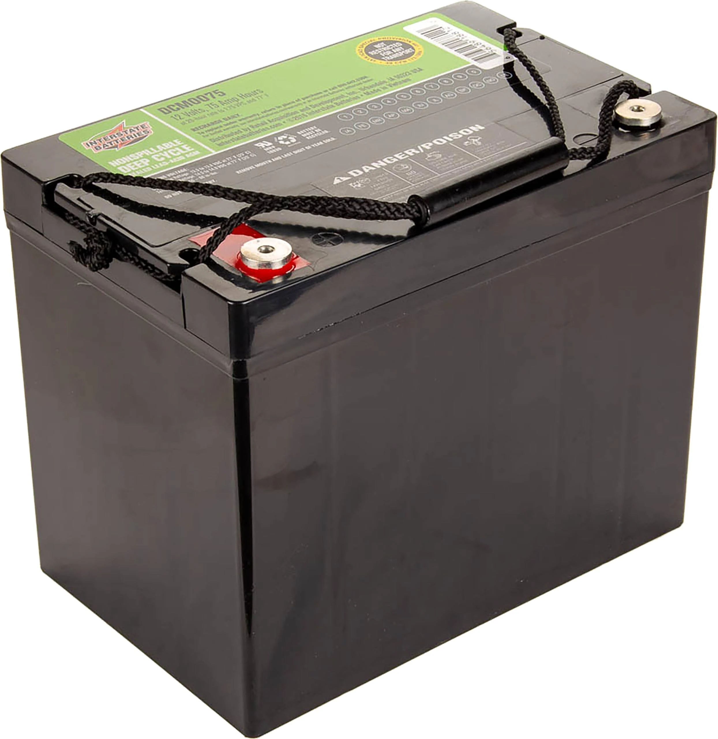 Interstate Batteries 12V 75Ah Deep Cycle Mobility Battery Group 24 VRLA SLA AGM (Insert Terminal) Rechargeable Replacement for Wheelchairs, Scooters, Medical Devices, Sump Pumps (DCM0075)