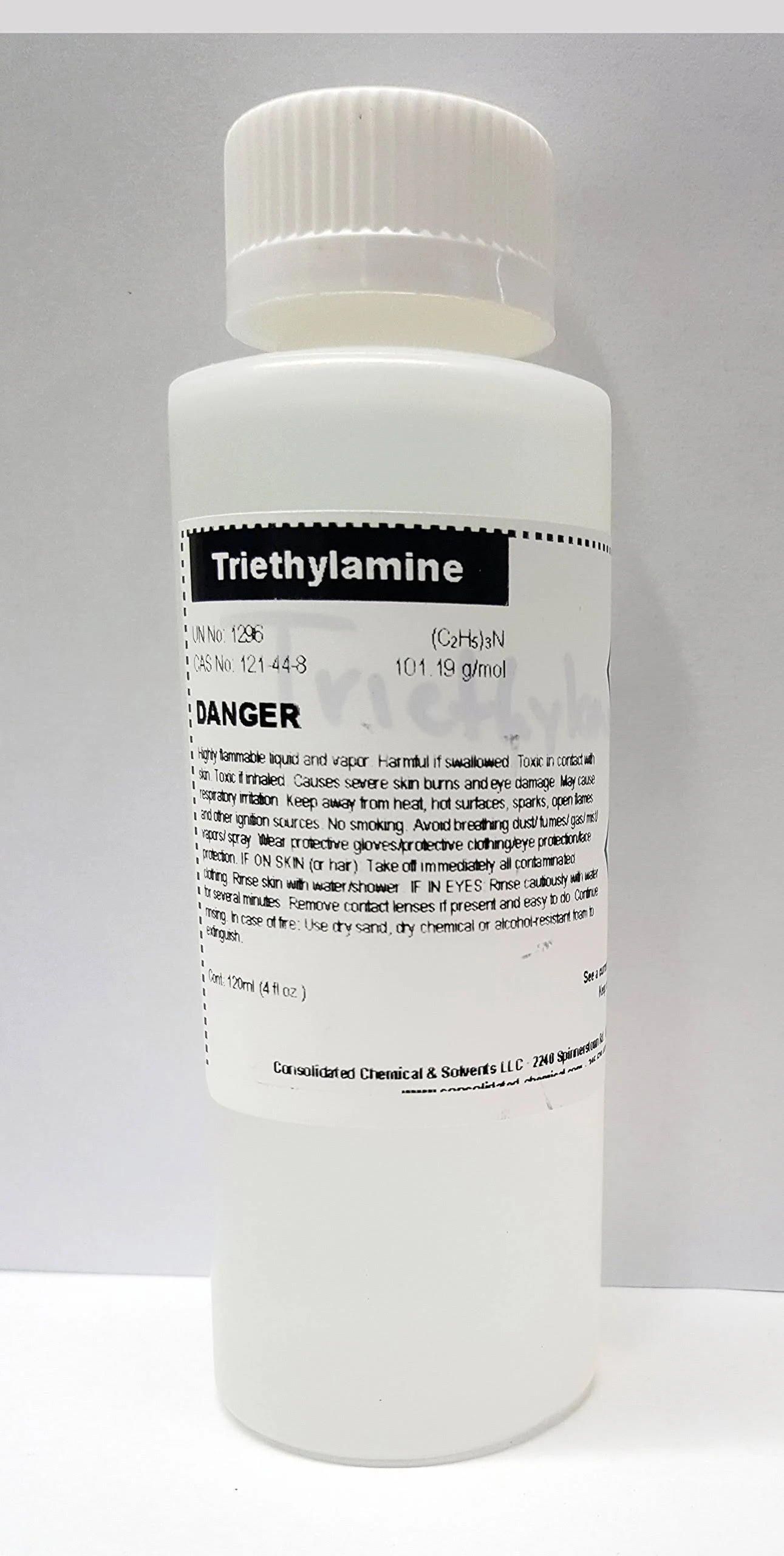 CCS CONSOLIDATED CHEMICAL & SOLVENTS Triethylamine High Purity Solvent - 100mL (3.3 Fl Oz)