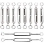 LISHINE 10 Pack M6 Eye and Eye Turnbuckle for Cable Wire Rope Tension Heavy Duty Stainless Steel Turnbuckle for Sun Shade