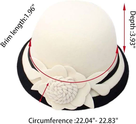 Women&#x27;s Cloche Hat 1920s Winter Bucket Hat B-white1