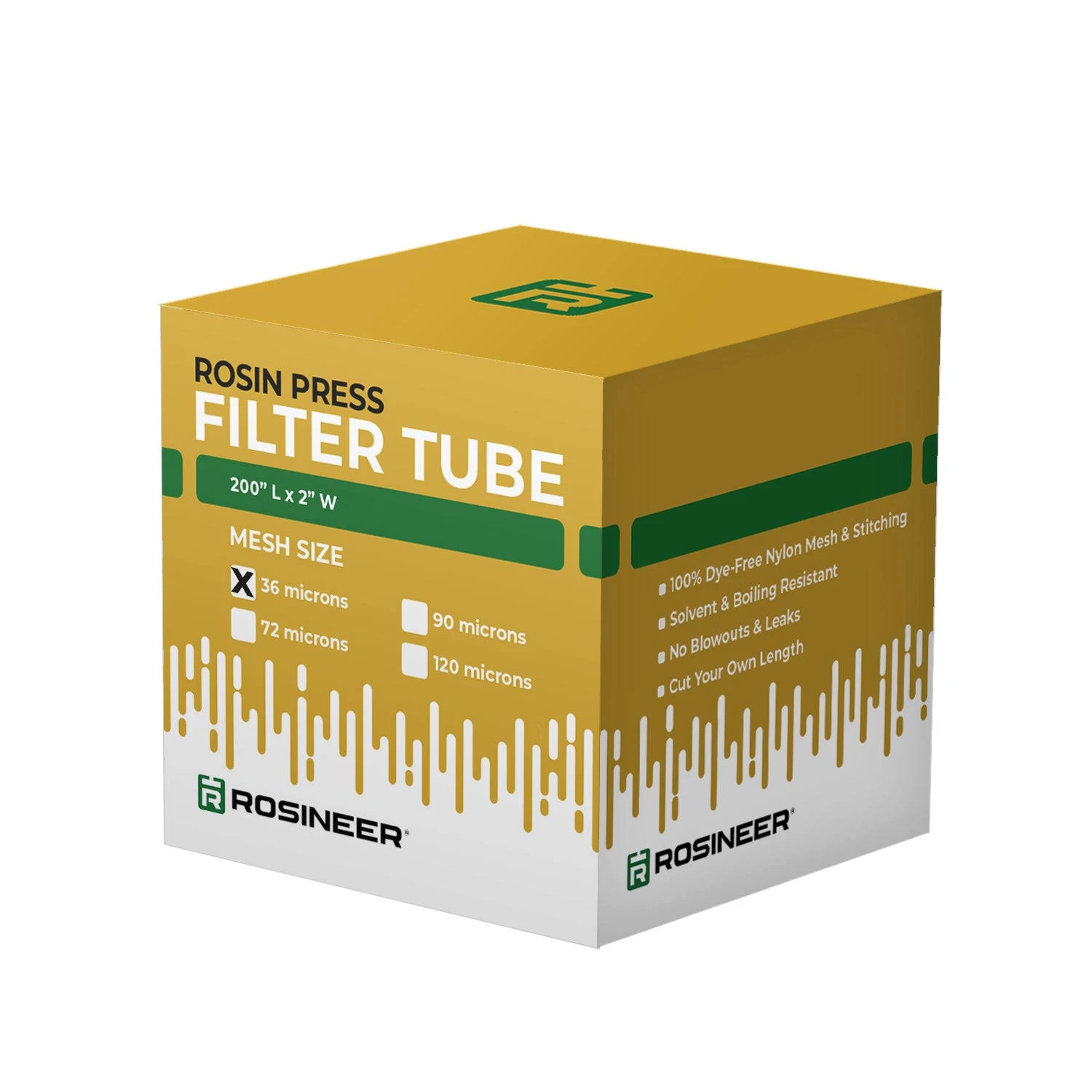 Premium Nylon Filter Tube Sleeve, 2" x 200", 36 Micron Mesh Size, Double Stitching, Zero Blowouts