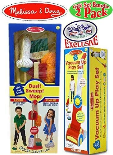 Melissa Doug Wooden Let's Play House Dust Sweep Mop Vacuum Up Cleaning Playsets ...